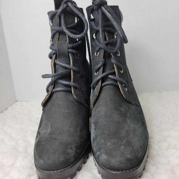 Rachel Comey Rollickc Chunky Heel Boots Women's Size 7 Nubuck Black Suede - Picture 2 of 10